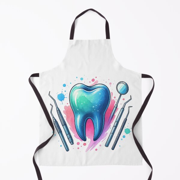 Item preview, Blue Tooth with Dental Tools in Watercolor Splash Style designed and sold by ArtfulWeave.
