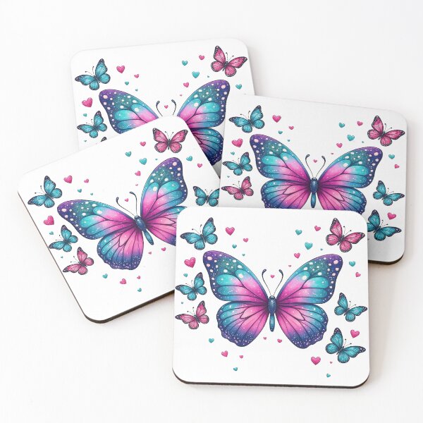 Item preview, Galaxy Butterfly with Pink and Blue Wings and Hearts designed and sold by ArtfulWeave.