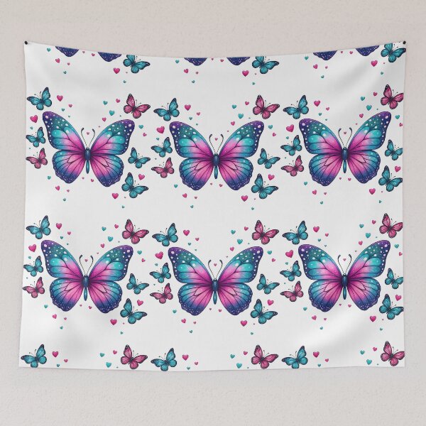 Item preview, Galaxy Butterfly with Pink and Blue Wings and Hearts designed and sold by ArtfulWeave.