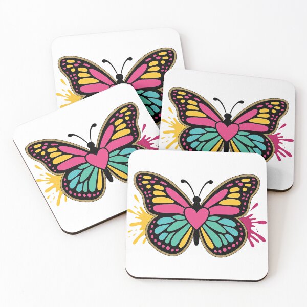 Item preview, Bold Color Block Butterfly with Heart Wings designed and sold by ArtfulWeave.