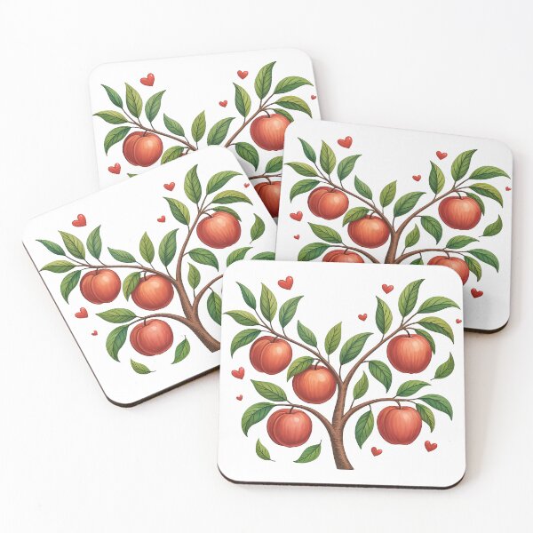 Item preview, Peach Tree with Heart Leaves and Ripe Fruit designed and sold by ArtfulWeave.