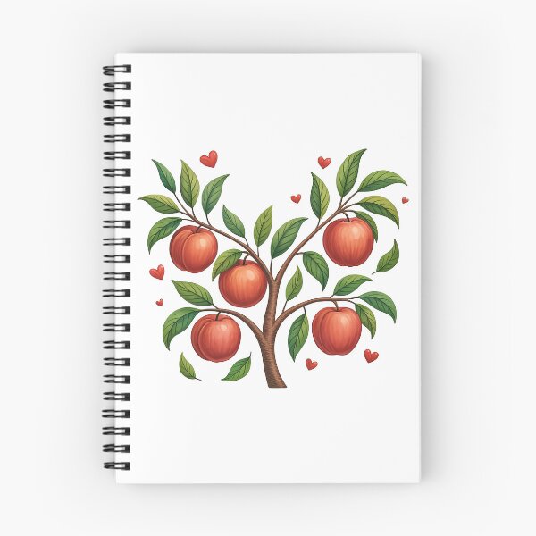 Item preview, Peach Tree with Heart Leaves and Ripe Fruit designed and sold by ArtfulWeave.