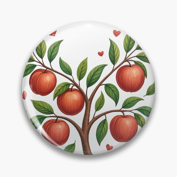Item preview, Peach Tree with Heart Leaves and Ripe Fruit designed and sold by ArtfulWeave.