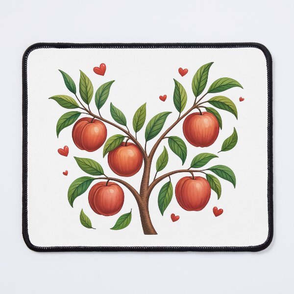 Item preview, Peach Tree with Heart Leaves and Ripe Fruit designed and sold by ArtfulWeave.