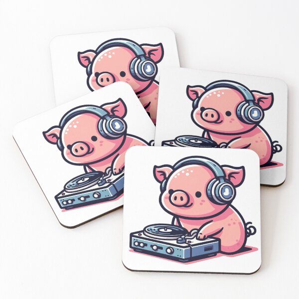 Item preview, DJ Pig – Music Mixing Animal Cartoon designed and sold by Confuzz1ed.