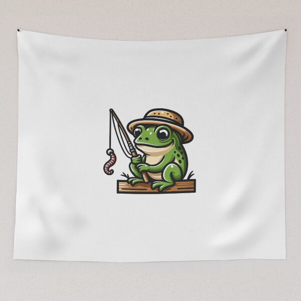 Item preview, Fishing Frog – Relaxing Cartoon Animal with Hat designed and sold by Confuzz1ed.
