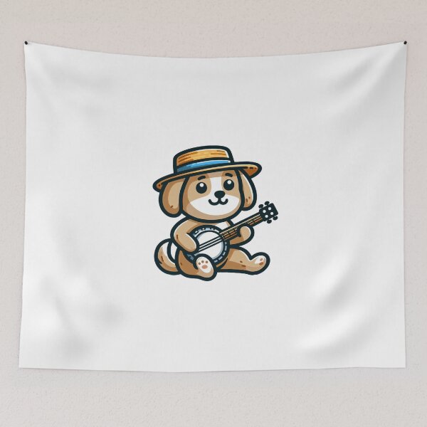 Item preview, Perro Banjo – Animal musical con sombrero de paja designed and sold by Confuzz1ed.