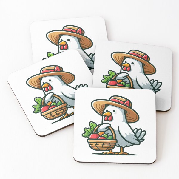 Item preview, Hen Harvesting Veggies – Farm Chicken in Straw Hat designed and sold by Confuzz1ed.