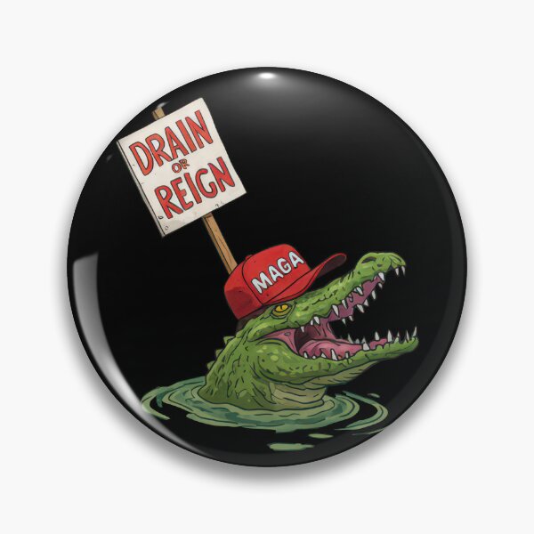 Item preview, MAGA Swamp King – Drain or Reign Alligator (Political Satire Art) designed and sold by RogueCreative.
