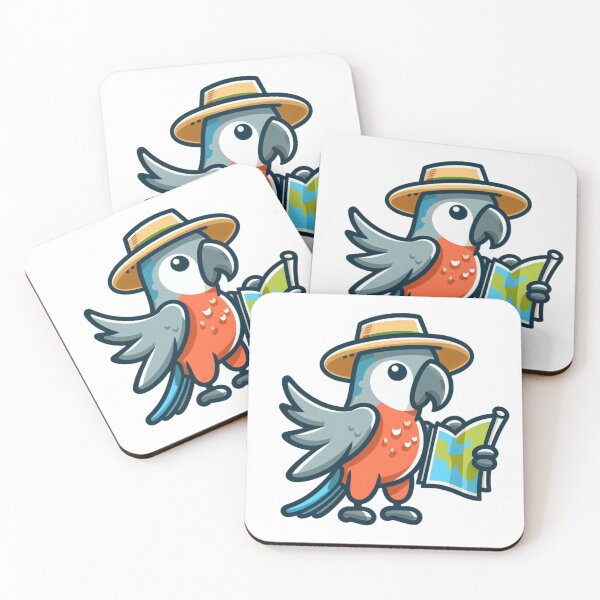Item preview, Tour Guide Parrot – Tropical Bird with Map Design designed and sold by Confuzz1ed.
