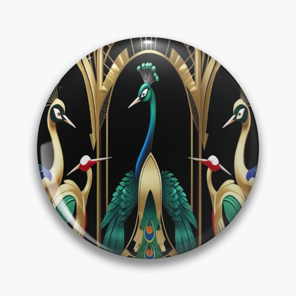 Artikelvorschau, Art Deco Exotische Vögel Geometrisches Sunburst-Muster entworfen und verkauft von Max Store.