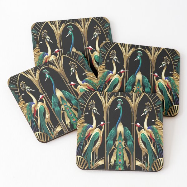 Item preview, Art Deco Exotic Birds Geometric Sunburst Pattern designed and sold by Max Store.