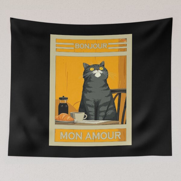 Item preview, Bonjour Mon Amour Cat Art designed and sold by Enea Kelo.