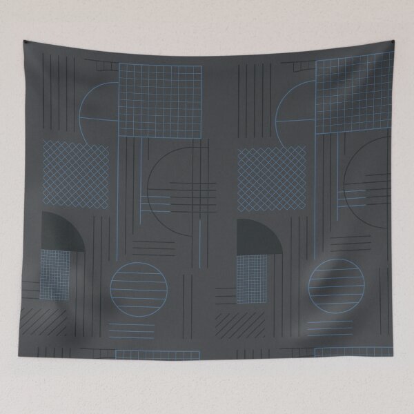 Item preview, Midnight Blueprint – Dark Geometric Grid Art designed and sold by Zenvo.