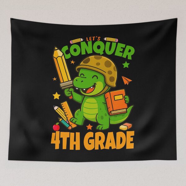 Item preview, Let's Conquer Fourth Grade Funny Dino Back to School  designed and sold by tigger shop.