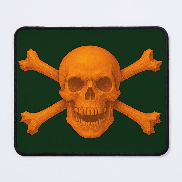 Item preview, Pumpkin Orange Skull and Crossbones Halloween Pirate Flag designed and sold by hauntedtees.
