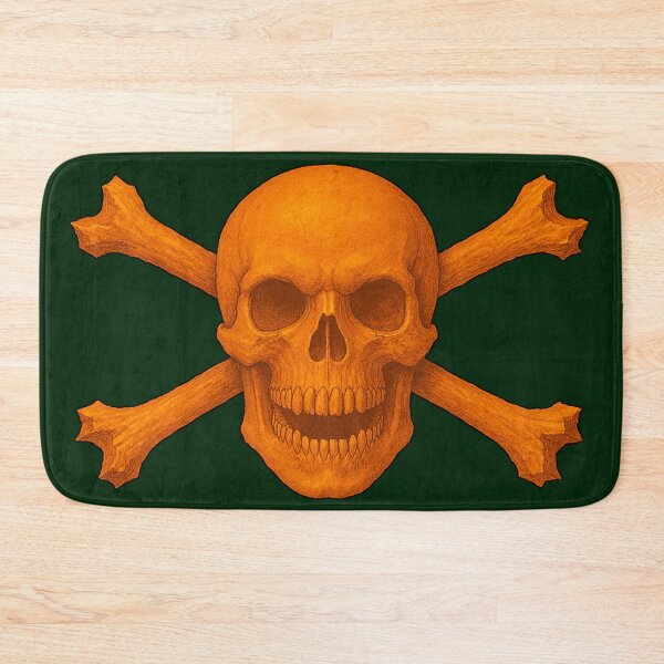 Item preview, Pumpkin Orange Skull and Crossbones Halloween Pirate Flag designed and sold by hauntedtees.