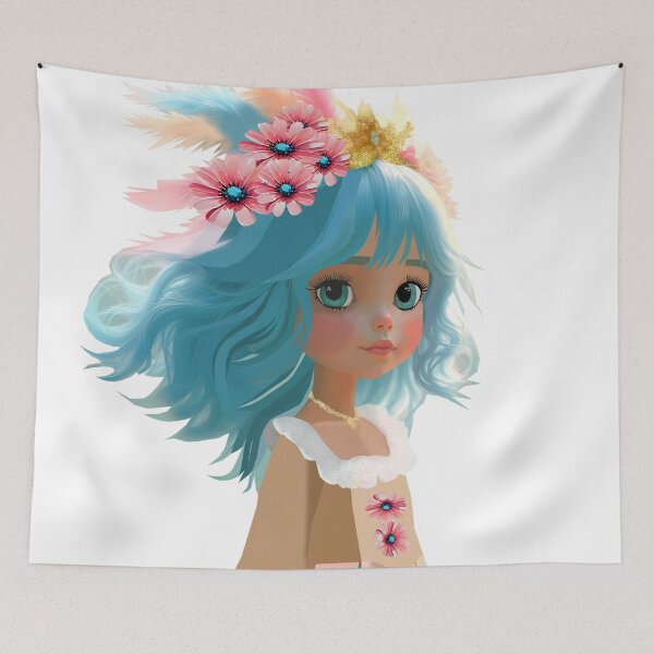 Item preview, Flower Fairy: T-shirt with Fairy print in neon blue, pink and yellow by Felia Design Digital Art designed and sold by Felia001.