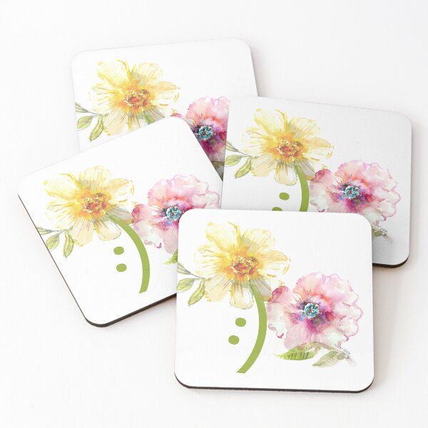 Item preview, Happy Watercolor Flowers, transparent, humor designed and sold by Kara Draws.