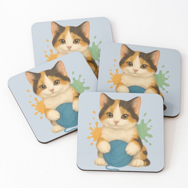 Item preview, Calico Kitten with Blue Ball and Spots designed and sold by Idelab-11.