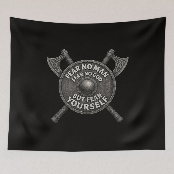 Item preview, Fear No Man, Fear No God, But Fear Yourself – Viking Shield Axes Design designed and sold by LoudWhisperArt.