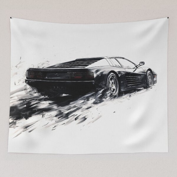 Item preview, Testarossa 1990 Sumi Ink Illustration designed and sold by blackdogshop.