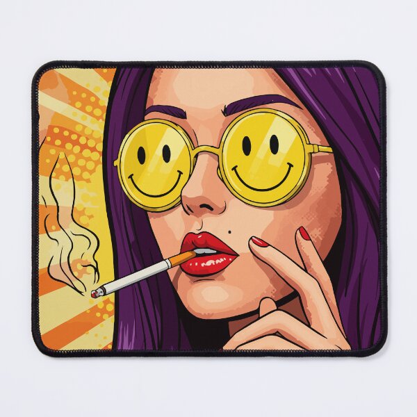 Item preview, Retro Pop Art Chill Girl Smoking Take It Easy Smiley Glasses designed and sold by -DEEWOLF-.