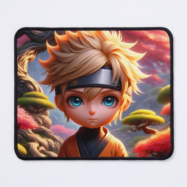 Item preview, Blond Ninja Boy – Cartoon Portrait in a Bonsai Garden designed and sold by EmeraldeaArt.