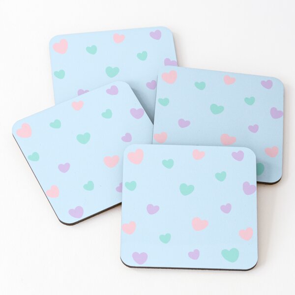 Item preview, Kawaii Pastel Heart Sprinkle – Cute Blue Background Pattern designed and sold by Magsu.art.
