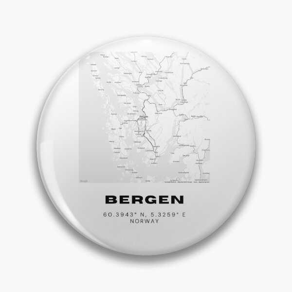 Item preview, Minimalist Bergen Map – Black & White Norwegian Coastal Print designed and sold by RM-Journey.