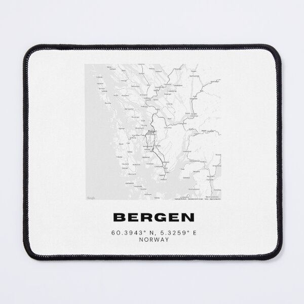 Item preview, Minimalist Bergen Map – Black & White Norwegian Coastal Print designed and sold by RM-Journey.