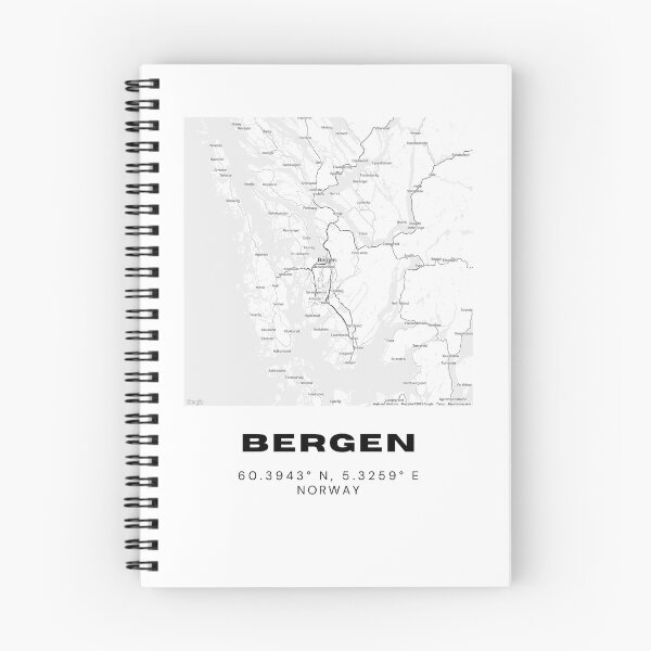 Item preview, Minimalist Bergen Map – Black & White Norwegian Coastal Print designed and sold by RM-Journey.