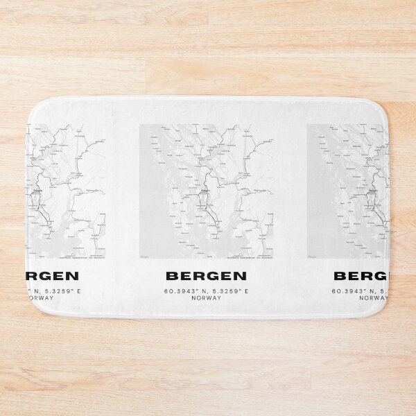 Item preview, Minimalist Bergen Map – Black & White Norwegian Coastal Print designed and sold by RM-Journey.