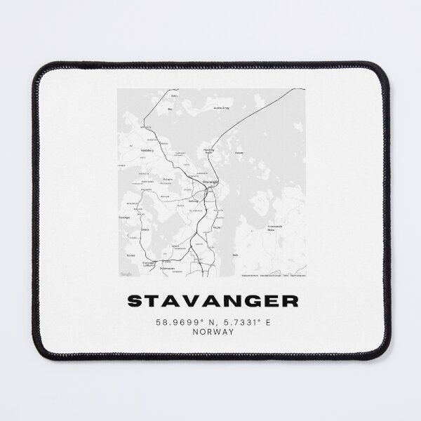 Item preview, Minimalist Stavanger Map – Black & White Norwegian Coastal Poster designed and sold by RM-Journey.