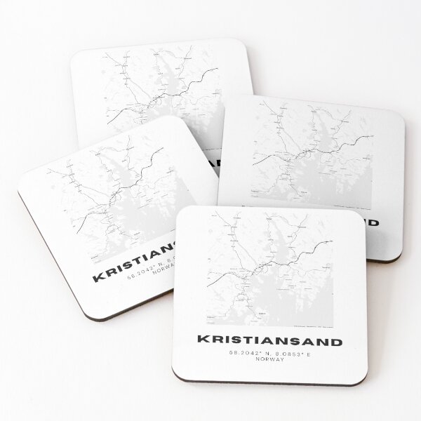 Item preview, Minimalist Kristiansand Map – Black & White Norway Coastal Print designed and sold by RM-Journey.