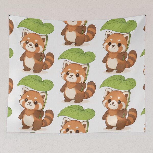 Item preview, Red Panda with a Leaf Umbrella designed and sold by FawnNuage.