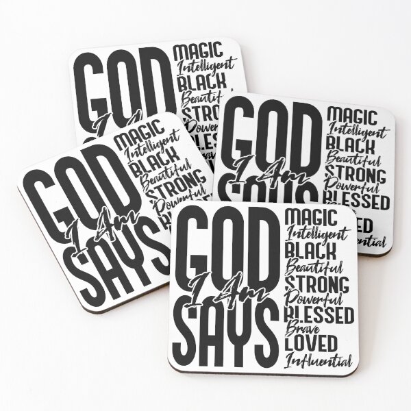 Artikelvorschau, Gott sagt, ich bin - schwarze Schrift entworfen und verkauft von MelanatedWomanPrintDesign.