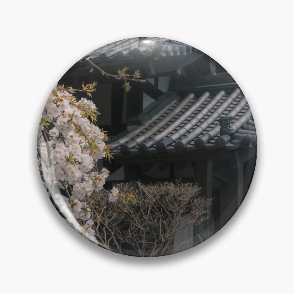 Item preview, White Cherry Blossoms (Shogetsu Variety) Blooming at Buddhist Temple in a Japanese Castle Town designed and sold by Pix4Japan.