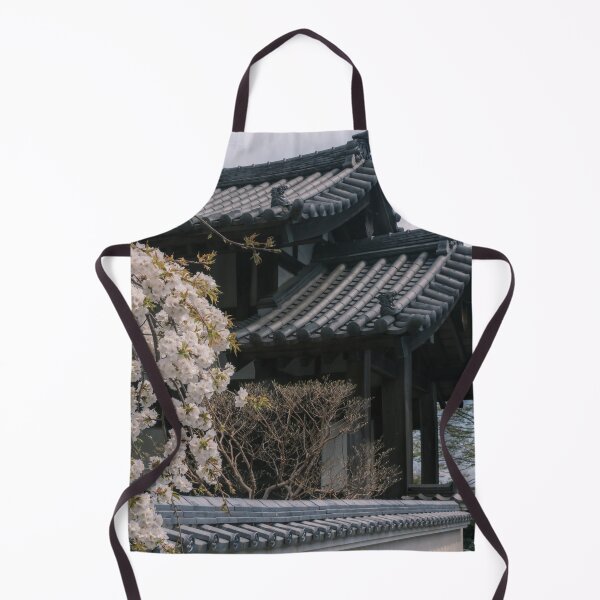 Item preview, White Cherry Blossoms (Shogetsu Variety) Blooming at Buddhist Temple in a Japanese Castle Town designed and sold by Pix4Japan.