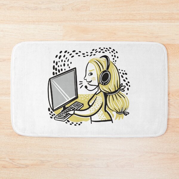 Item preview, Yellow Call Centre Woman on the phone designed and sold by jasmineberry.
