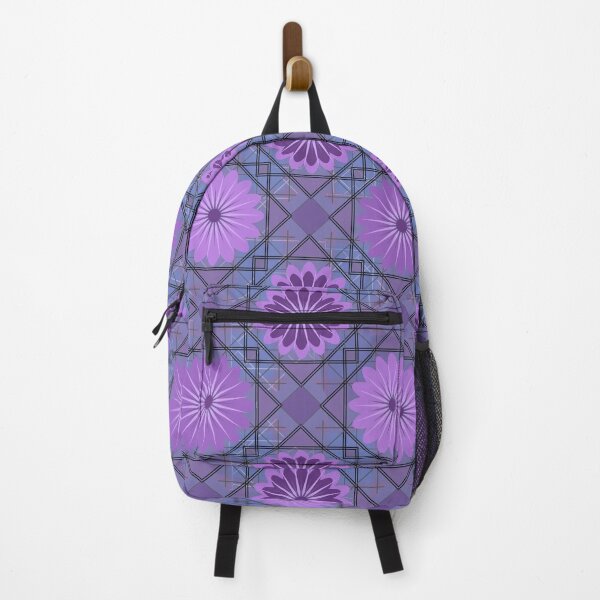 Item preview, Retro Modern Design 14-1: Three-Dimensional Grid With Purple Flowers designed and sold by SBVillard.