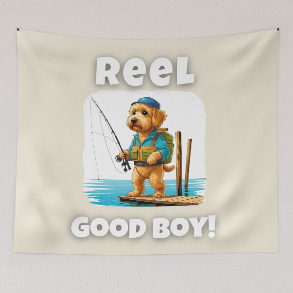 Item preview, Reel Good Boy – Cute Goldendoodle Fishing Cartoon for Dog & Outdoor Fans designed and sold by Fredster1966.