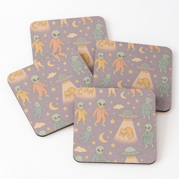 Item preview, Aliens and Cats – Sweet Dreams in Space Pattern designed and sold by Strange Comforts.