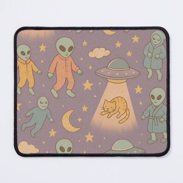 Item preview, Aliens and Cats – Sweet Dreams in Space Pattern designed and sold by Strange Comforts.