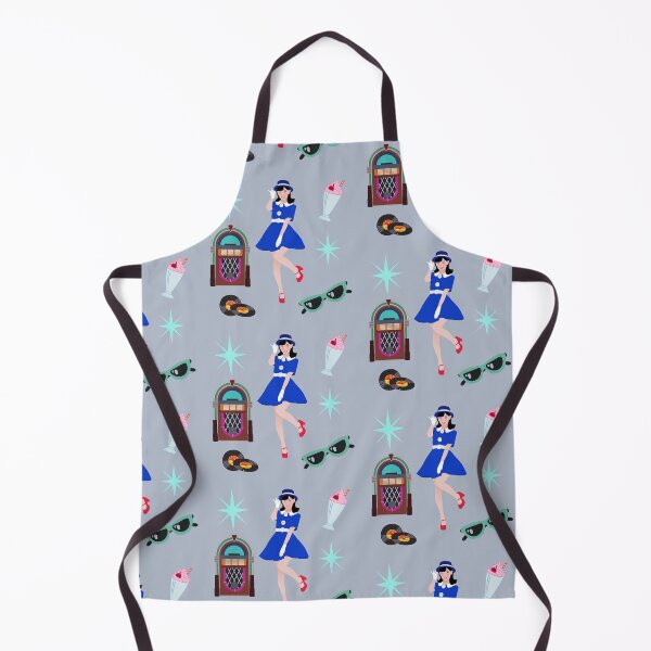 Item preview, 1950s Style - Retro Diner Vibes – Cute 50s Lady with Jukebox, Records & Milkshake designed and sold by ParfaitPrints.
