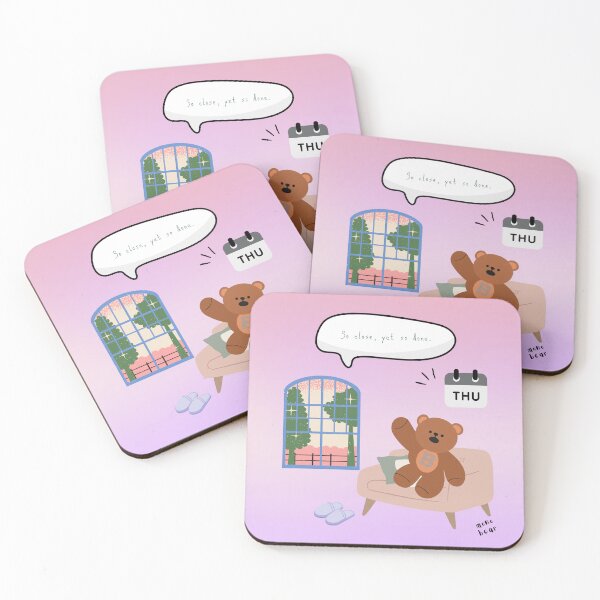 Item preview, So Close, Yet So Done | Mono Bear Weekly Mood Series ( Gradation Square Background )  designed and sold by mintmono-studio.