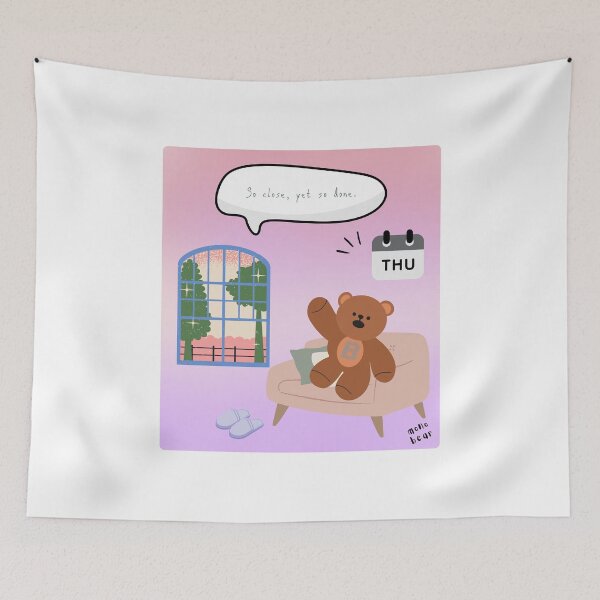 Item preview, So Close, Yet So Done | Mono Bear Weekly Mood Series ( Gradation Square Background )  designed and sold by mintmono-studio.