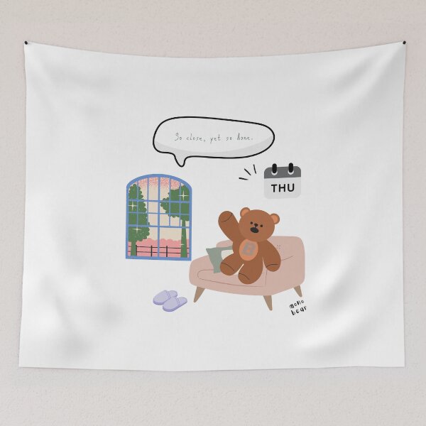 Item preview, So Close, Yet So Done | Mono Bear Weekly Mood Series ( White / Transparent ) designed and sold by mintmono-studio.