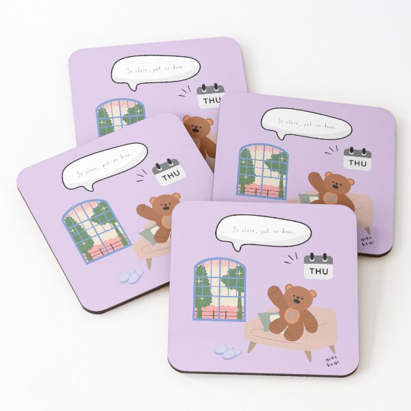 Item preview, So Close, Yet So Done | Mono Bear Weekly Mood Series ( Violet Background )  designed and sold by mintmono-studio.