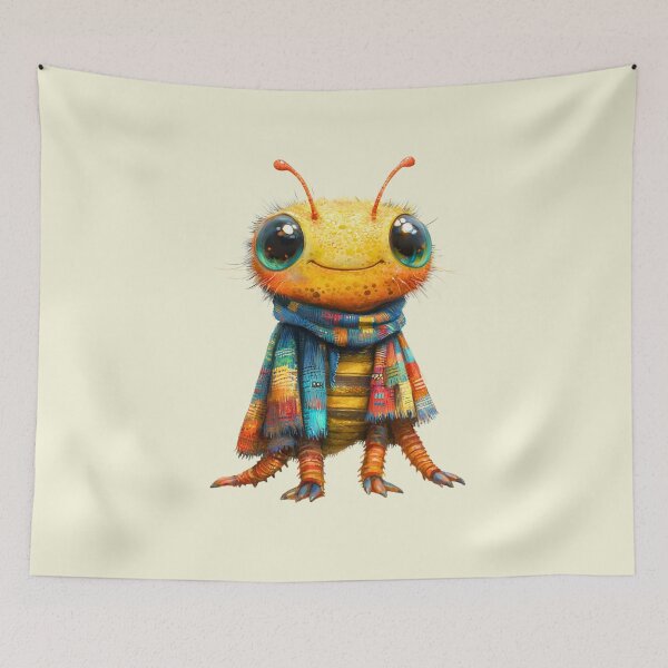 Item preview, Title: Cozy Centipede in Patchwork Scarf designed and sold by MYTHIC PEEL STICKERS.